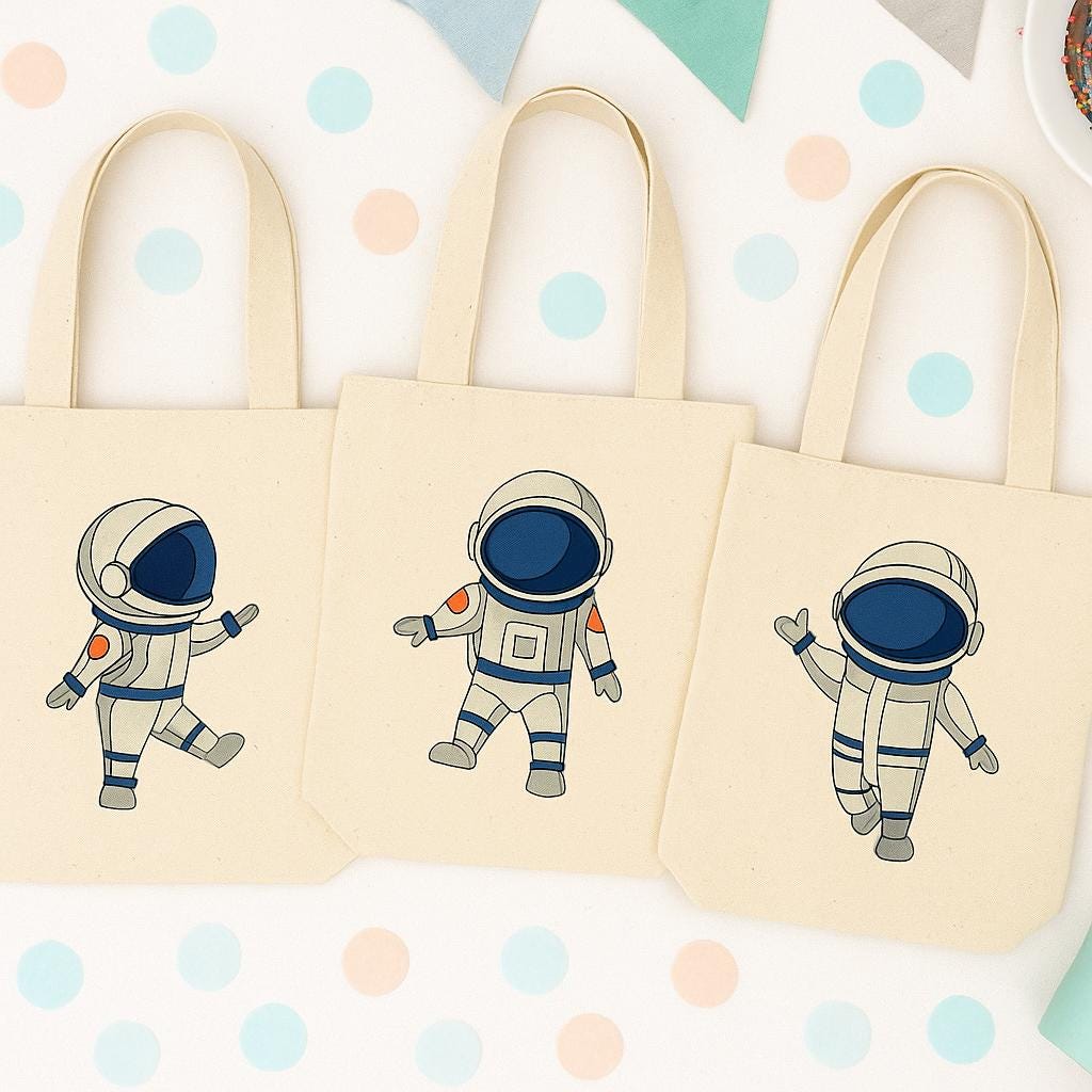 Astronaut Party Favor Bags - Perfect for Astronaut or Space Themed Parties & Events - Set of Three Bags