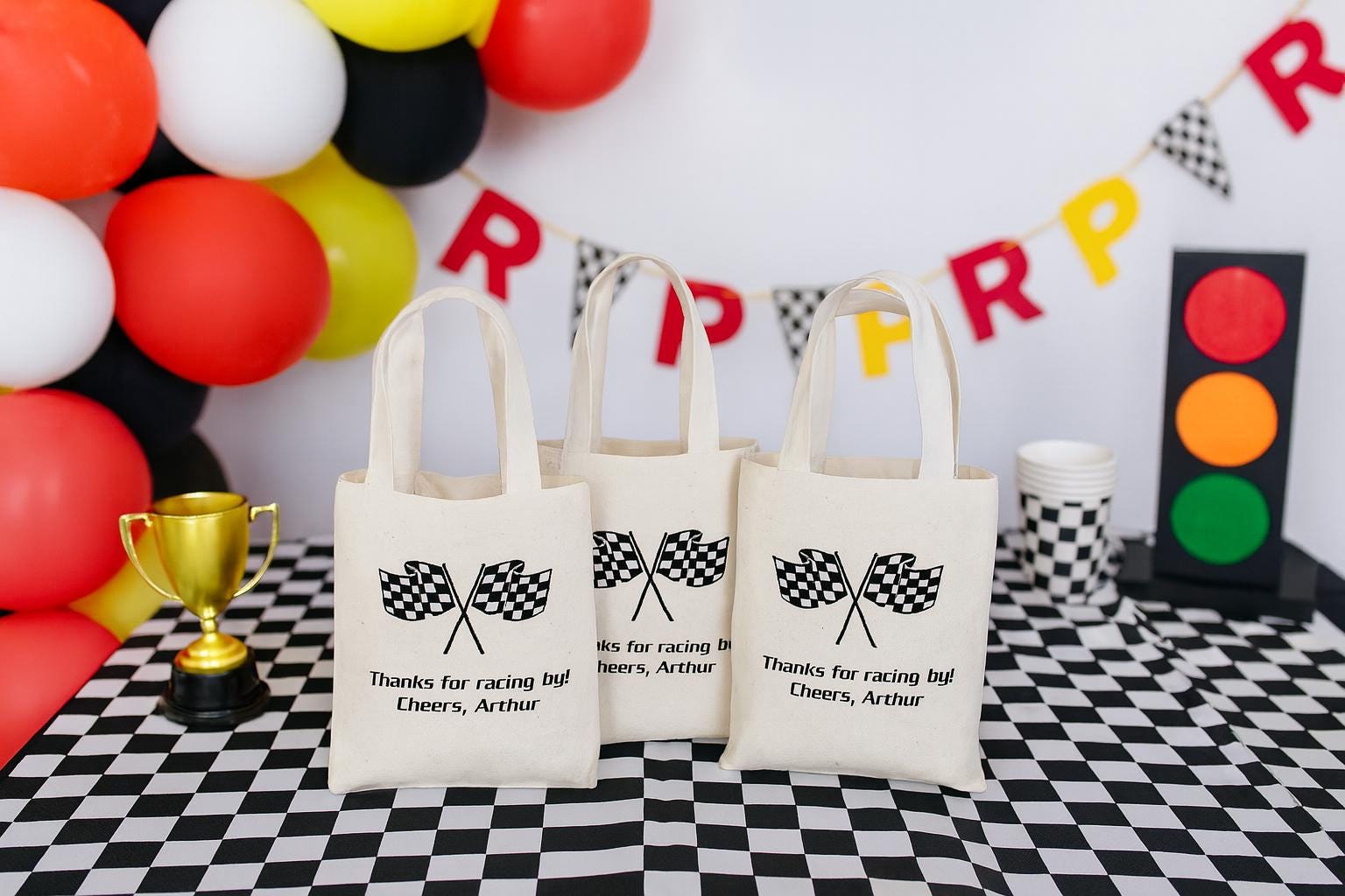Personalized Race Party Favor Bags