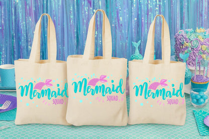 Mermaid Squad Cotton Treat Bags – Set of 3 Party Favors