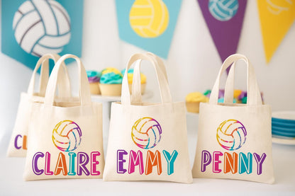Personalized Volleyball Party Favor Bags, Custom Cotton Tote