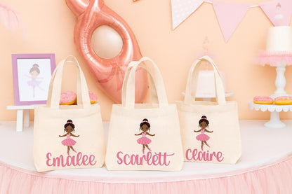 Custom Ballerina Party Favor Bags - Perfect for Ballet Themed Parties - Featuring Guest Names and Adorable Ballerinas! Cotton Bags