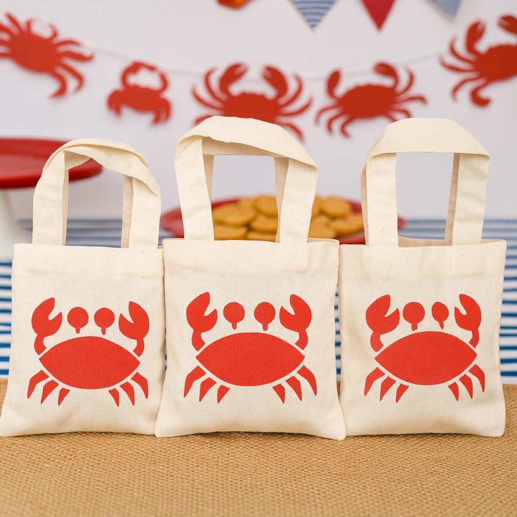 Crab Party Favor Bags – Nautical Beach Birthday, Set of Three