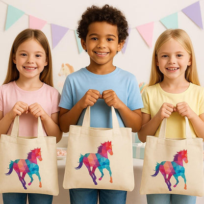 Rainbow Horse Party Favor Bags – Cotton Tote, Set of 3