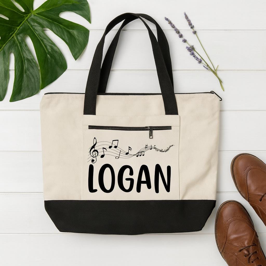 Gift for Musicians and Music Teachers - Custom Music Tote Bag