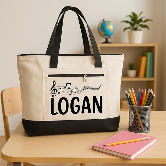 Gift for Musicians and Music Teachers - Custom Music Tote Bag