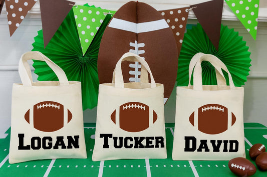 Custom Football Party Favor Bags - Perfect for Football Parties & Events - Set of Three Bags Personalized with Guest Names