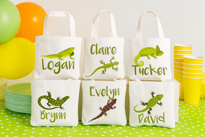 Personalized Lizard Party Favor Bag - Reptile Birthday Cotton Tote