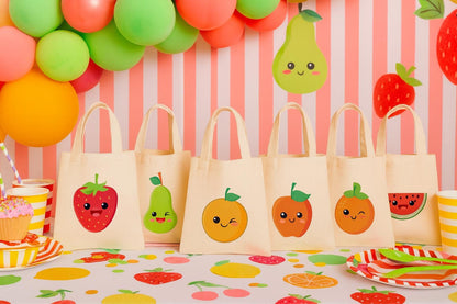 Fruit Party Favor Bags - Perfect for Fruit Themed Parties & Events - Set of Six Bags