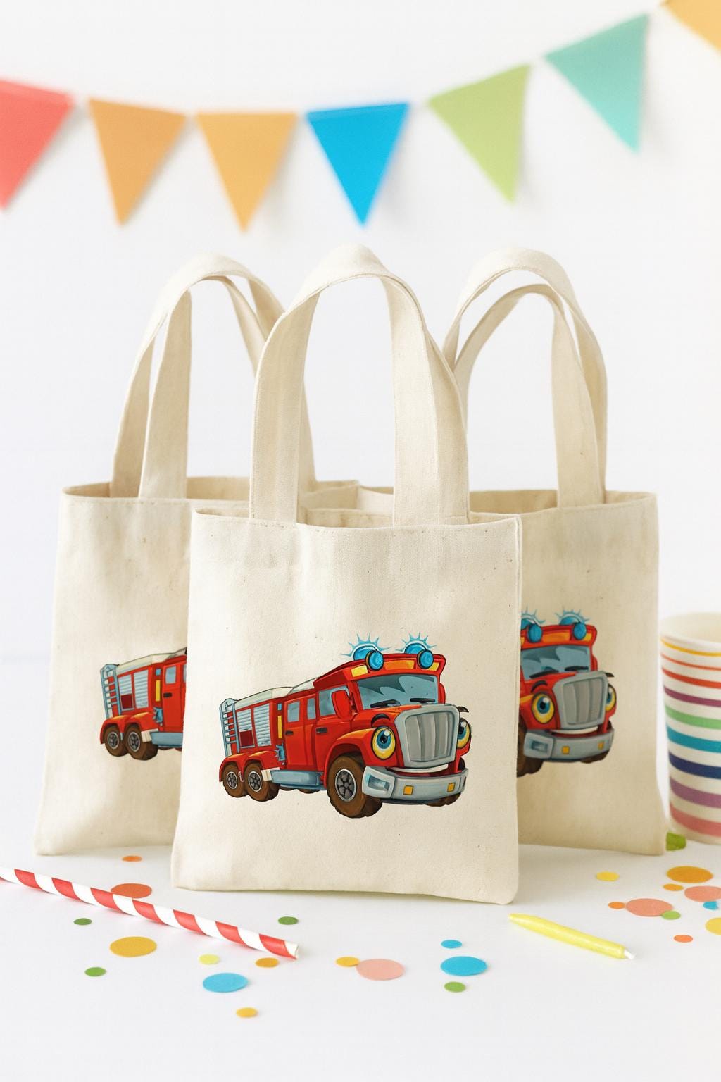 Fire Truck Party Favor Bags - Perfect for Fire Truck or Fireman Themed Parties & Events - Sold Individually