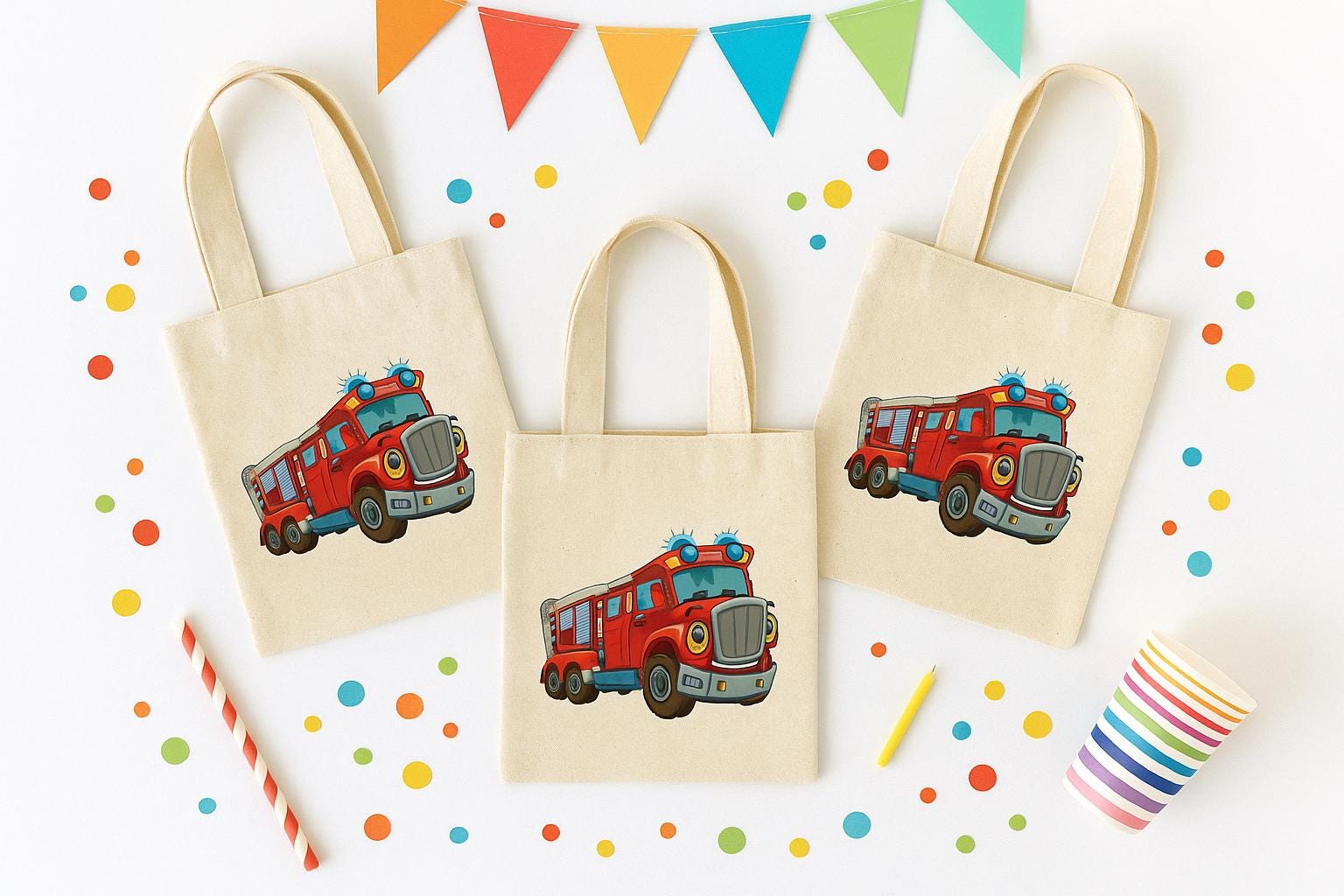 Fire Truck Party Favor Bags - Perfect for Fire Truck or Fireman Themed Parties & Events - Sold Individually