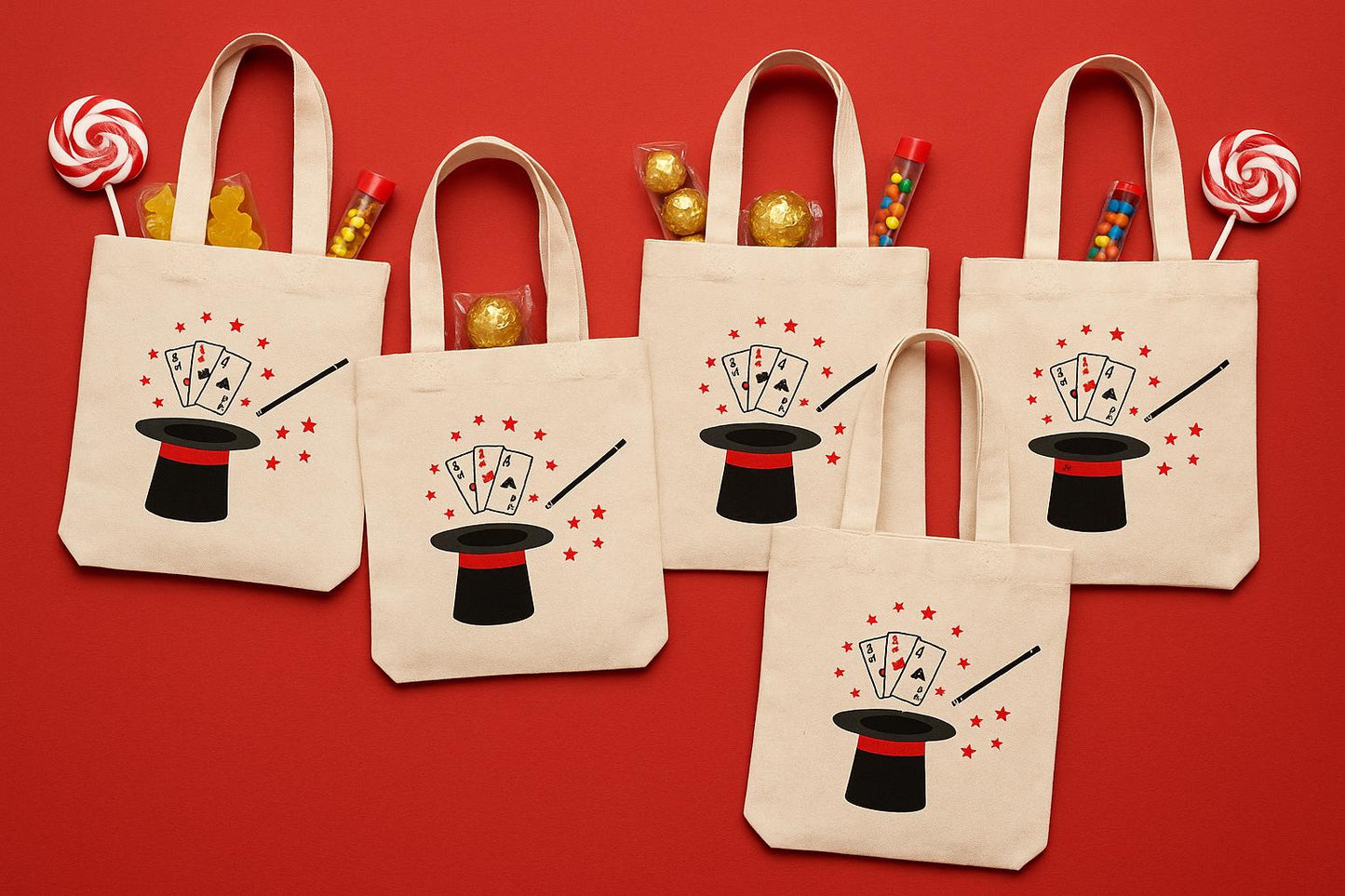 Magic Party Favor Bags – Cotton Canvas Tote, Magician Design