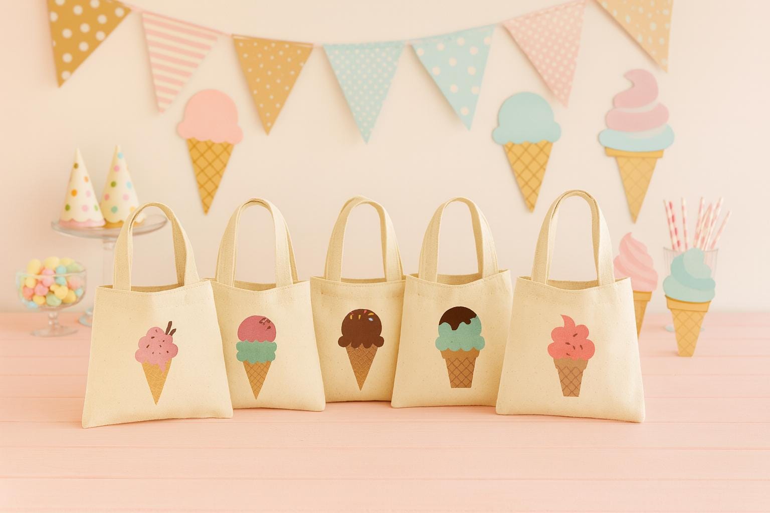 6 Ice Cream Treat Bags, Ice Cream Party Favor Bags, Ice Cream Party Favors, Ice Cream Party Bags, Ice Cream Party Decor, Ice Cream Party