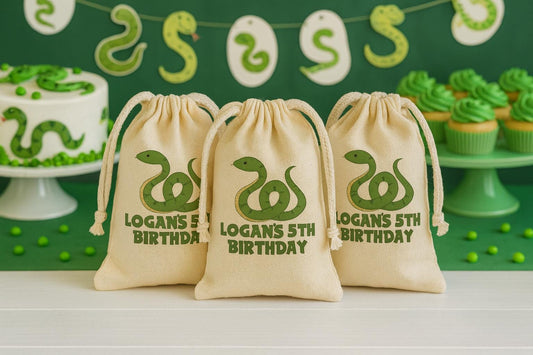 Personalized Snake Favor Bag – Reptile Birthday Party Goodie Bag