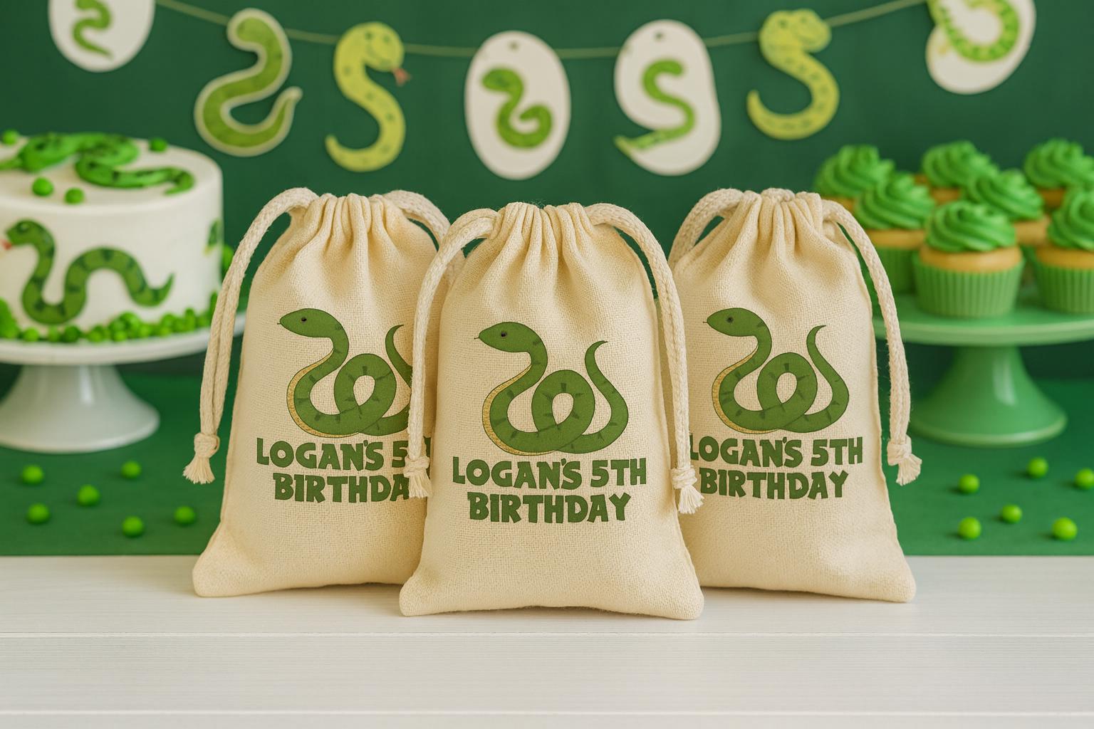 Personalized Snake Favor Bag – Reptile Birthday Party Goodie Bag