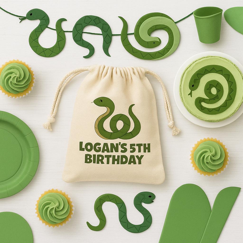 Personalized Snake Favor Bag – Reptile Birthday Party Goodie Bag