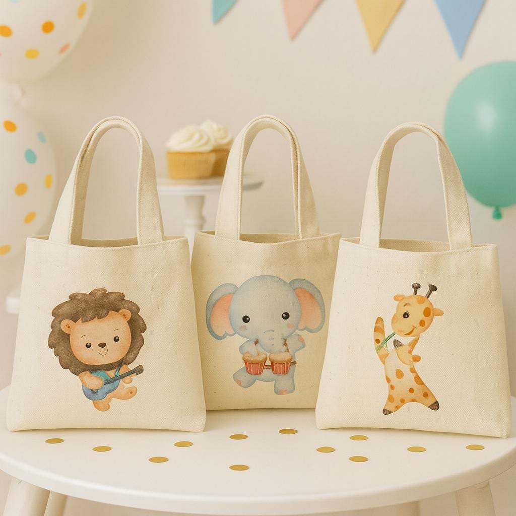 Music Party Favor Bags - Set of 3 Cotton Goodie Bags