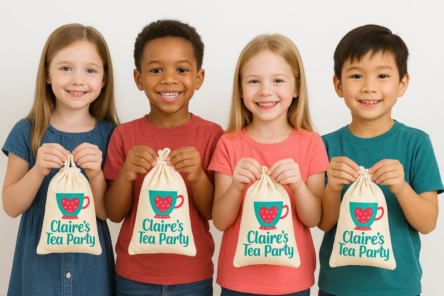 Personalized Tea Party Favor Bags – Teacup Canvas Gift Bags