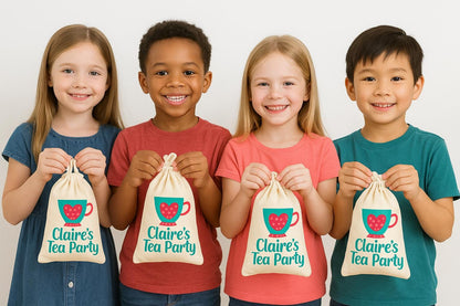 Personalized Tea Party Favor Bags – Teacup Canvas Gift Bags