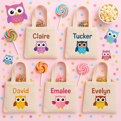 Personalized Owl Party Favor Bags – Custom Kids Gift Tote