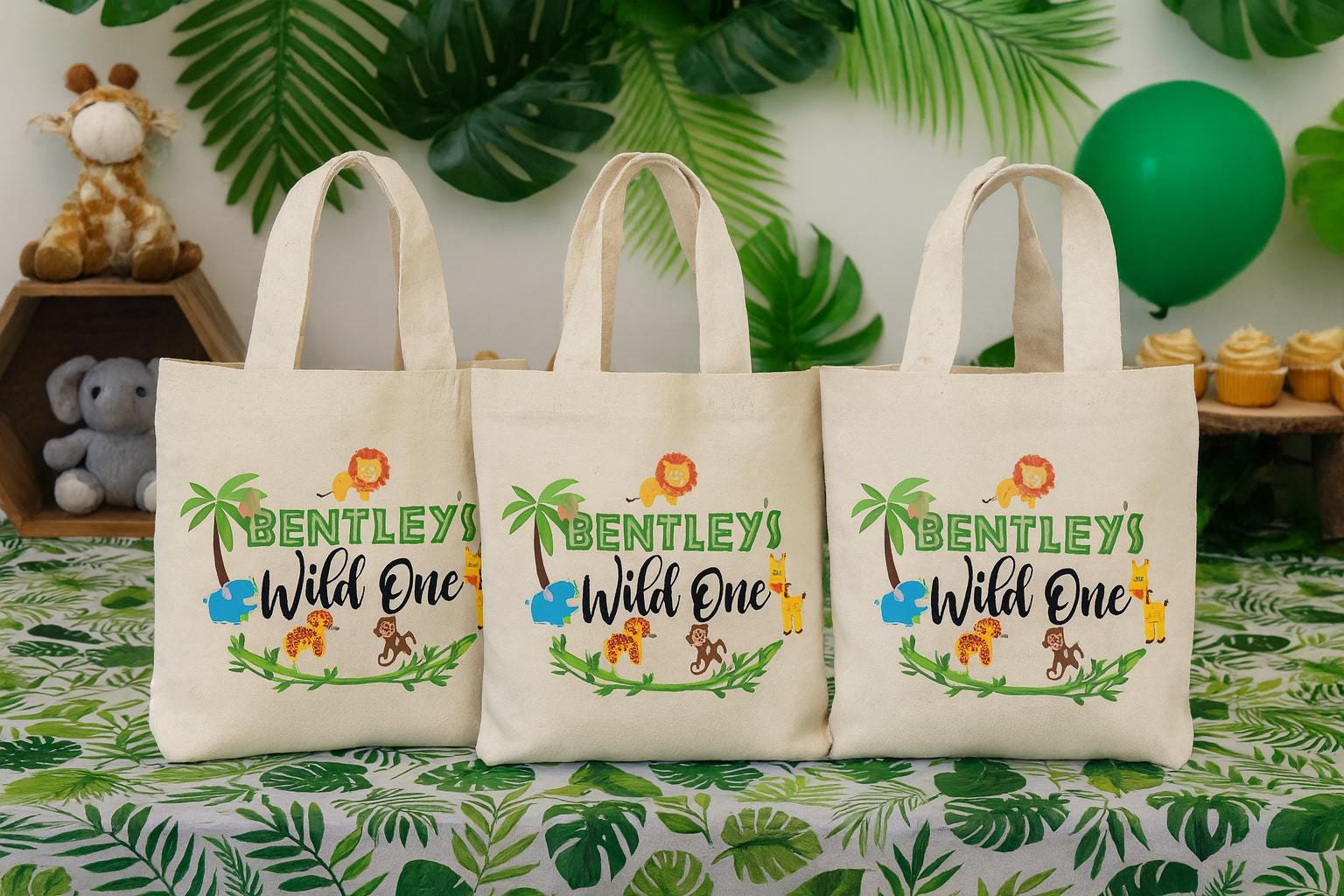 Personalized Jungle Safari Party Favor Bags – Wild One Birthday Goody Bags