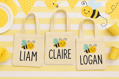 Personalized Bee Party Favor Bags – Custom Canvas Gift Bags
