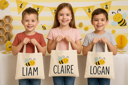 Personalized Bee Party Favor Bags – Custom Canvas Gift Bags