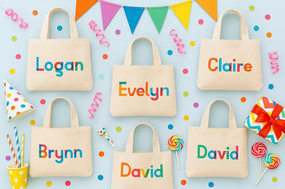 Personalized Rainbow Name Party Favor Bags - Set of 6