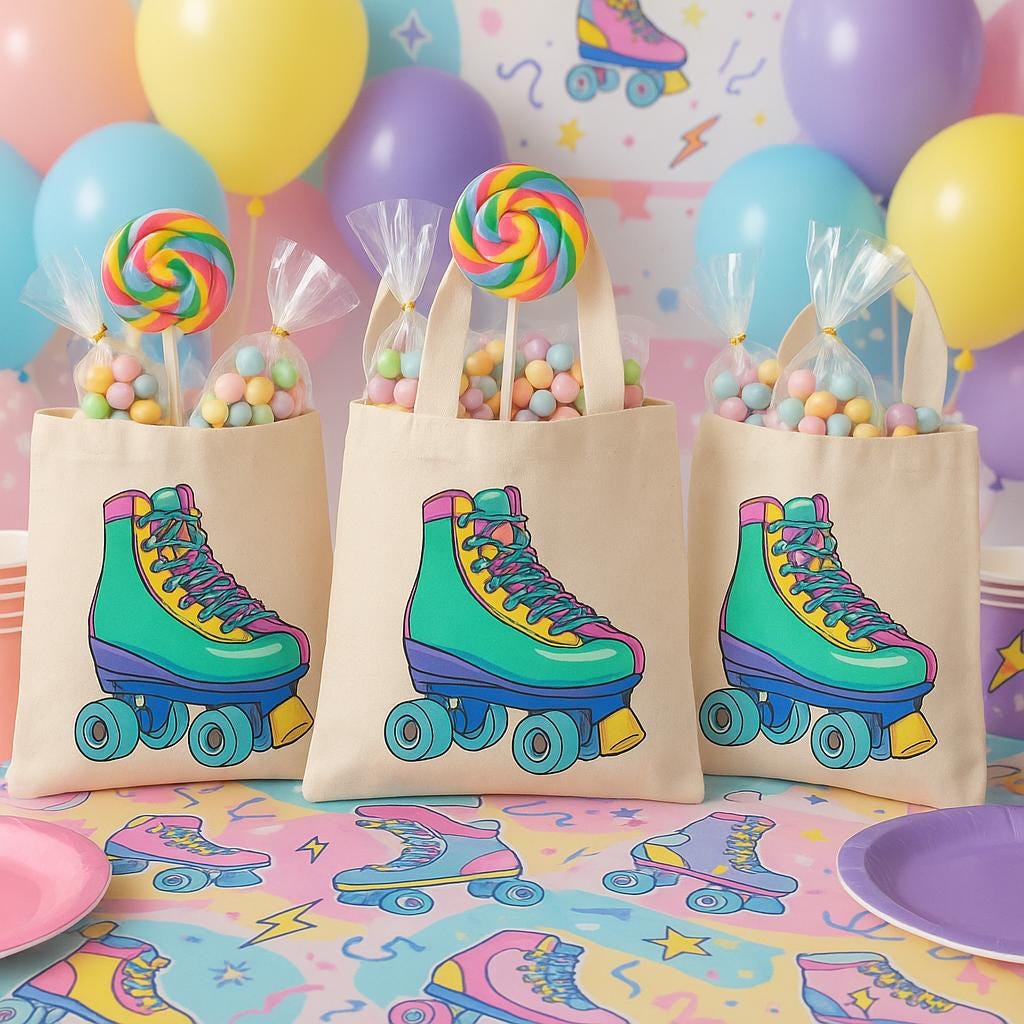 3 Roller Skating Party Favor Bags