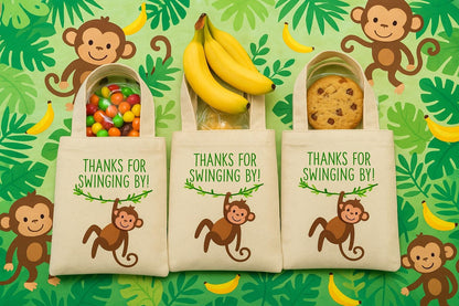 Monkey Party Favor Bag – Jungle Safari Theme, Natural Canvas