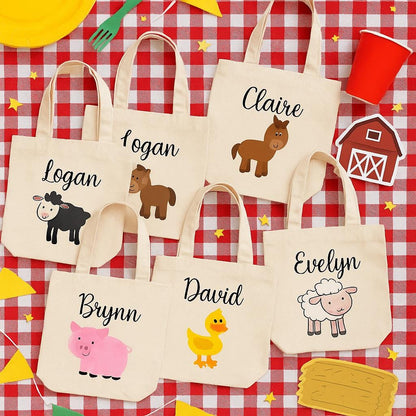 Personalized Farm Animal Cotton Favor Bags – Set of 6