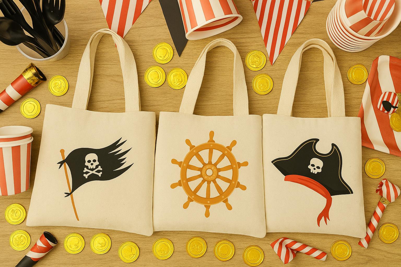 Pirate Party Favor Bags - Perfect for Pirate Themed Parties & Events! - Set of Three Bags