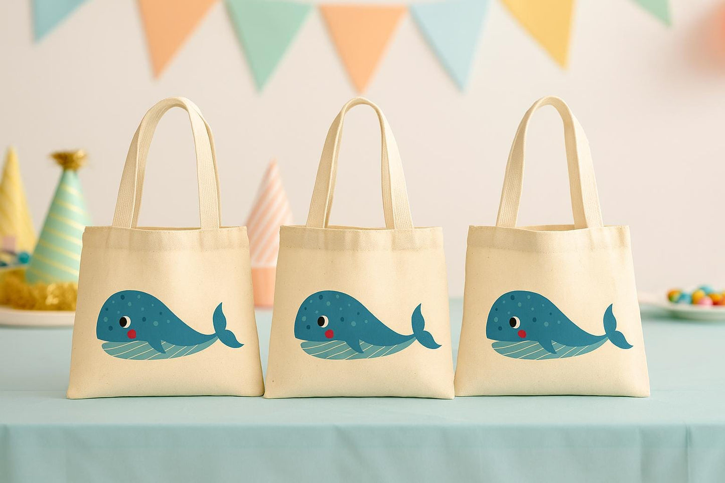 Whale Party Favor Bags - Perfect for Whale or Ocean Themed Parties & Events! - Set of Three Bags