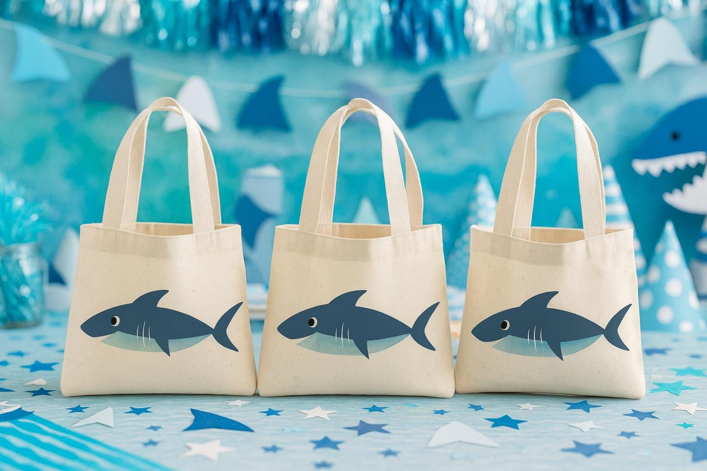 Shark Party Favor Bags - Perfect for Shark or Ocean Themed Parties! - Set of Three Bags