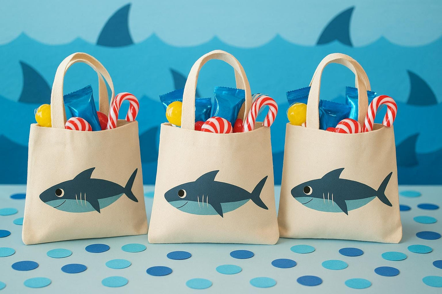 Shark Party Favor Bags - Perfect for Shark or Ocean Themed Parties! - Set of Three Bags