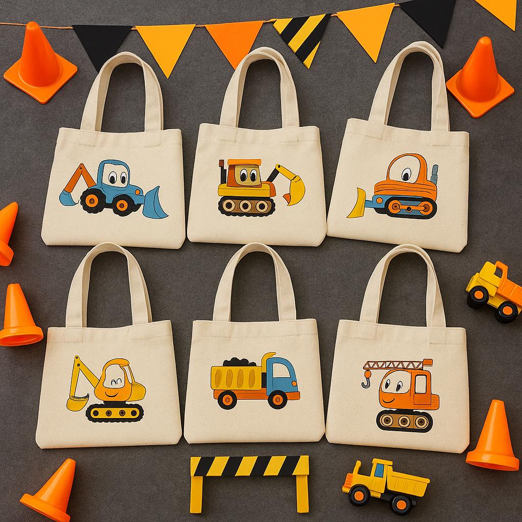 Construction Party Favor Bags - Perfect for Construction Themed Parties and Events! - Set of Six Bags