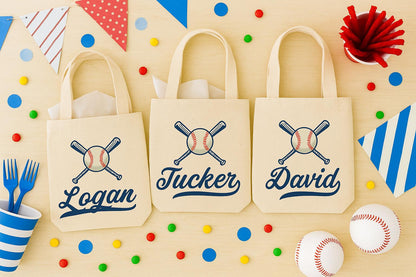 Baseball Party Favor Bags, Set of 3 Cotton Treat Bags