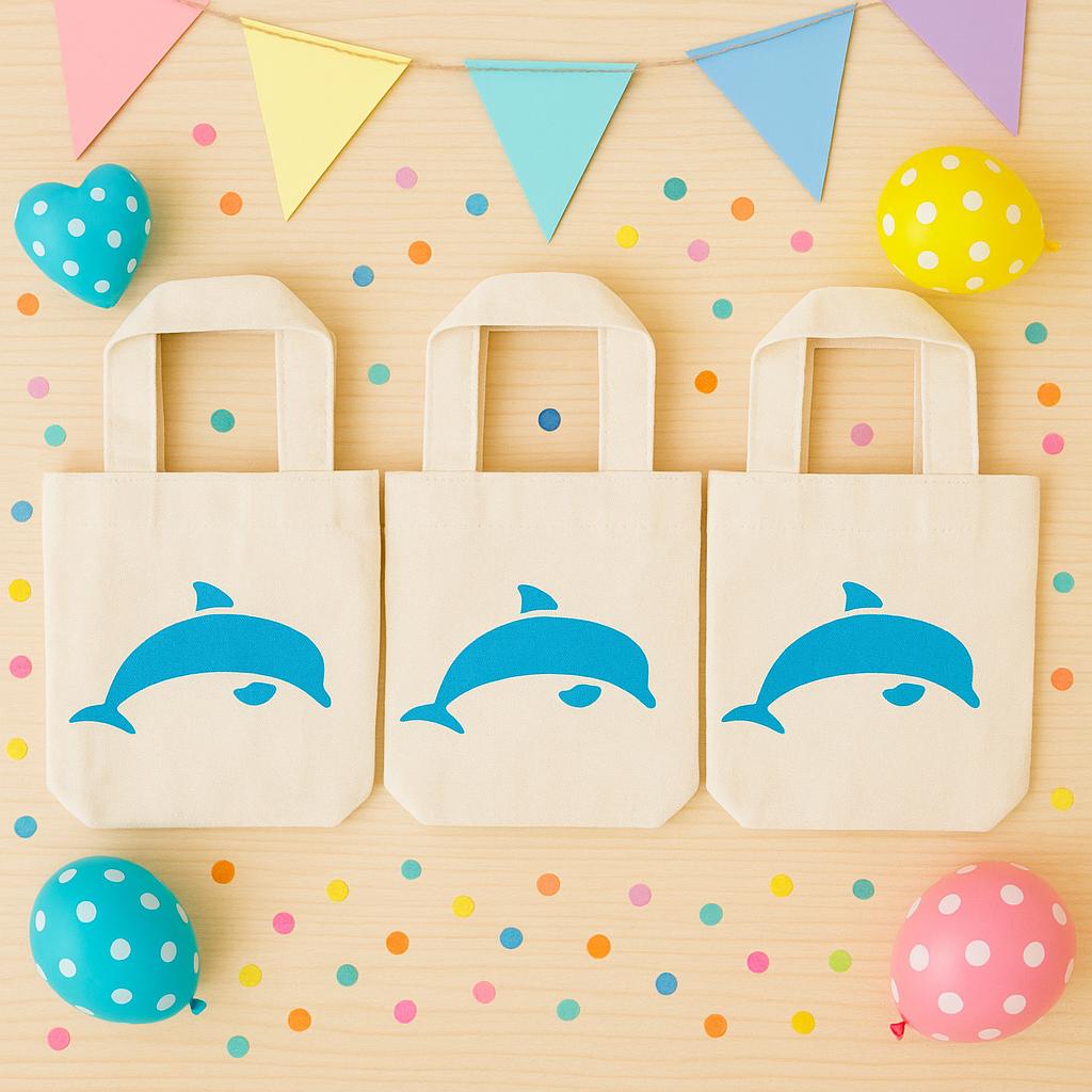 Dolphin Party Favor Bags – Set of 3 Cotton Goodie Bags