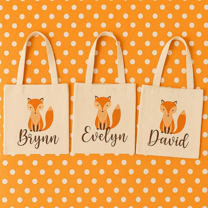 Fox Party Favor Bags, Set of 3, Cotton Goodie Bags