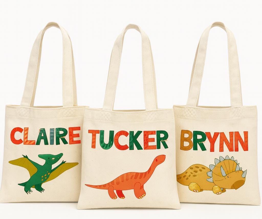 3 Dinosaur Party Favor Bags