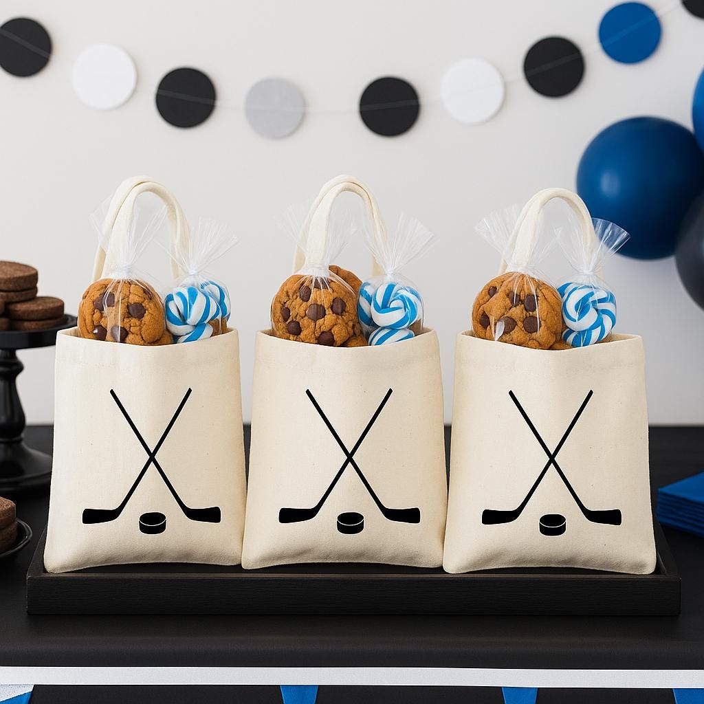 3 Hockey Party Favor Bags