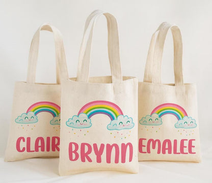 Custom Rainbow Party Favor Bags - Perfect for Rainbow Themed Parties and Events! - Personalized with Party Guest Names and Adorable Rainbows