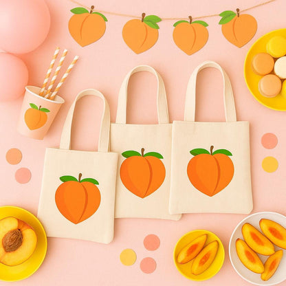 Peach Party Favor Bags - Perfect for Peach Themed Parties & Events! - Set of Three Bags