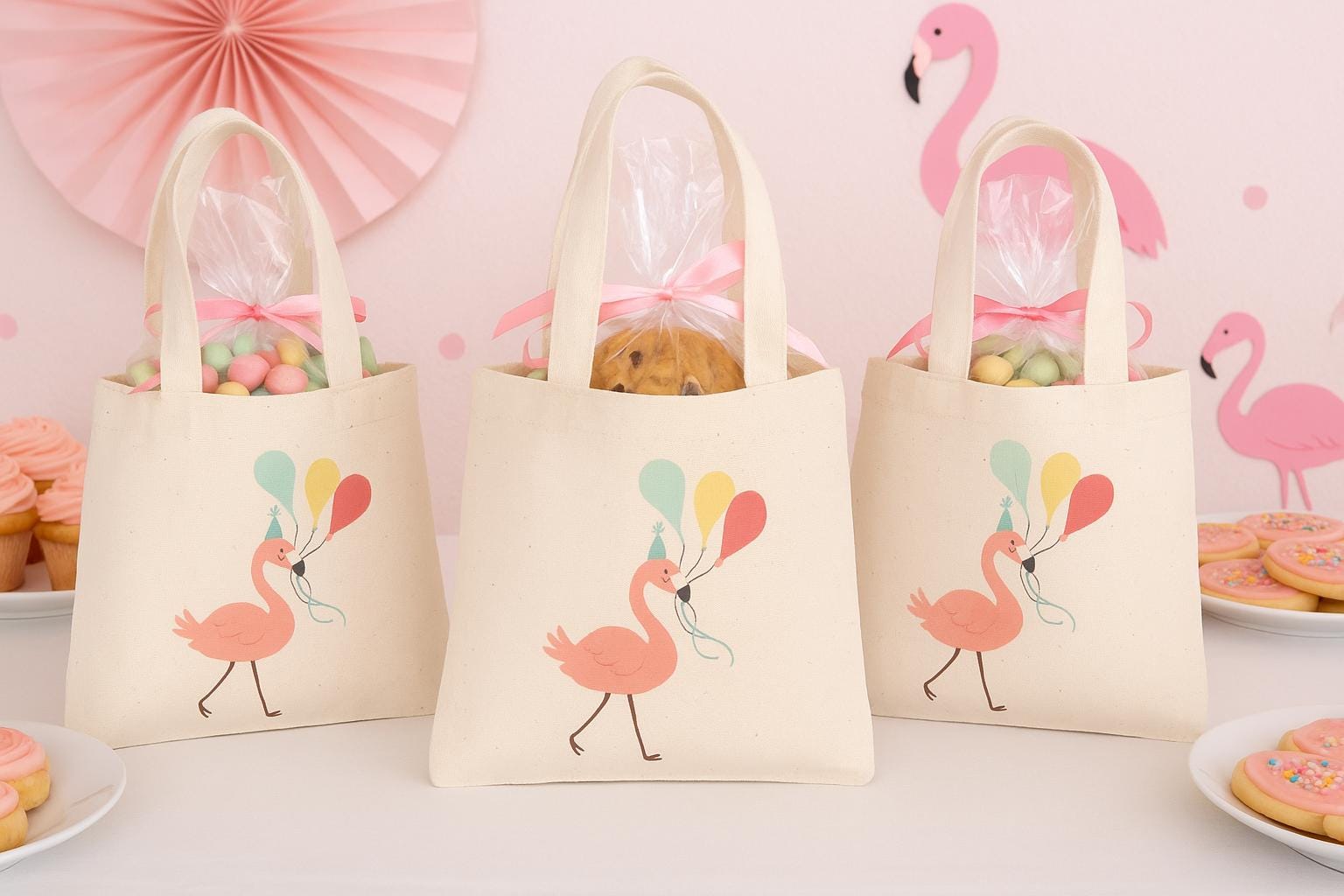 3 Flamingo Party Favor Bags