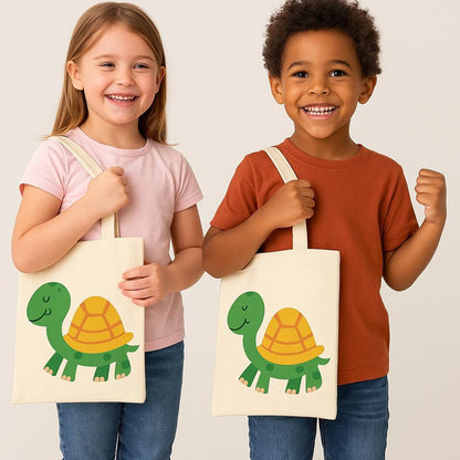 3 Turtle Party Favor Bags, Eco Cotton Goodie Bags