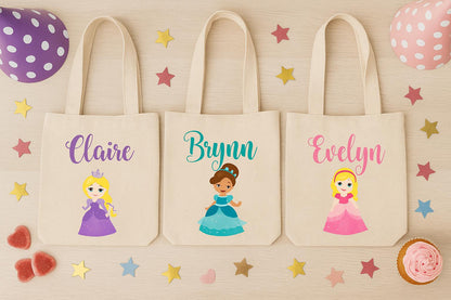 Personalized Princess Favor Bag, Cotton Canvas Party Treat Bags