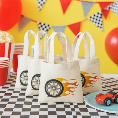 Race Car Party Favor Bags, Set of 3, Cotton Treat Bags
