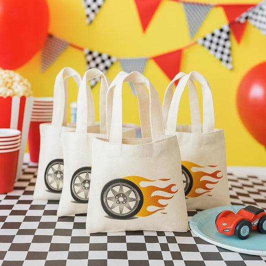 Race Car Party Favor Bags, Set of 3, Cotton Treat Bags
