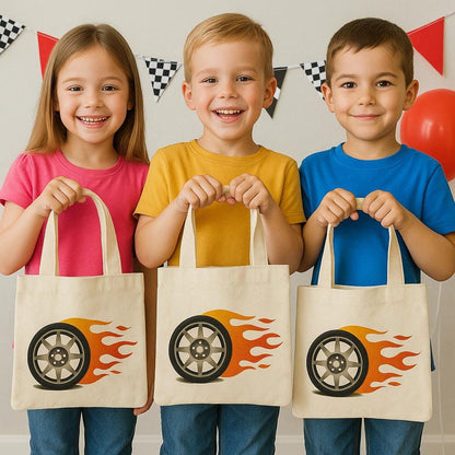 Race Car Party Favor Bags, Set of 3, Cotton Treat Bags