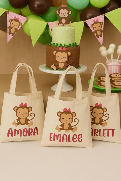 Custom Monkey Party Favor Bags - Set of Three Bags