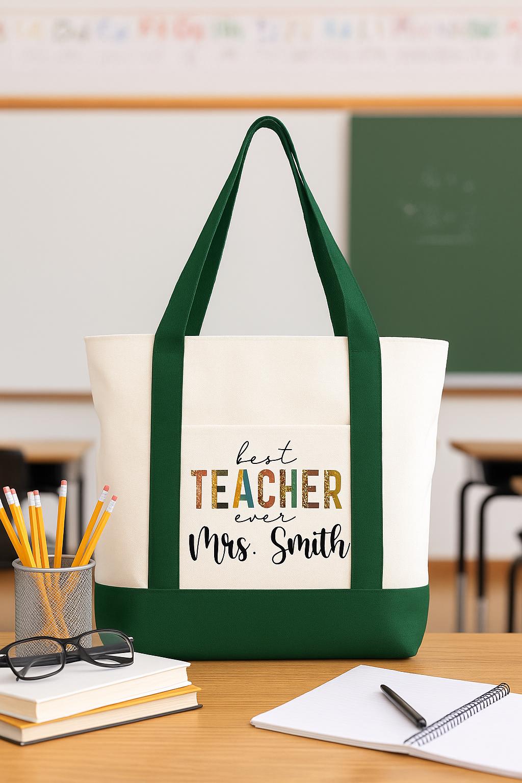 Custom Teacher Tote Bag - Best Teacher Ever